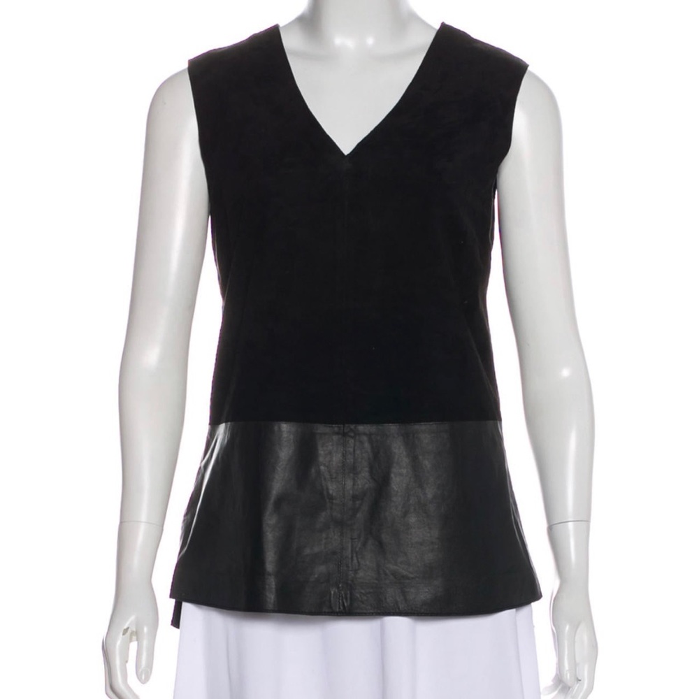 Vince - Leather Sleeveless Top - Size M, 6